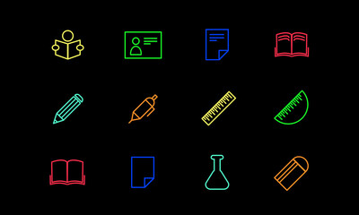 Flat line icon Education. flat education vector. flat school design. stationary icons. flat stationary. education icons set. vector illustration.