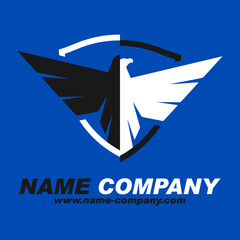 logo bouclier aigle entreprise sécurité protection bleu