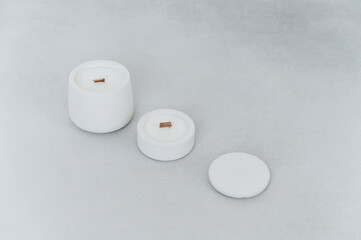 Gypsum, Handmade Concrete Products. Home Decoration with Burning Scented Candle