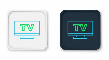 Line Smart Tv icon isolated on white background. Television sign. Colorful outline concept. Vector