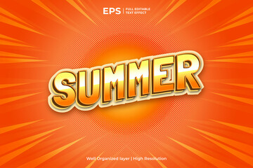 summer editable text effect in gradient style vector illustration