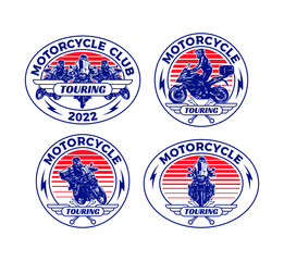 A set Hand Drawn Motorcycle Club Logo Badge
