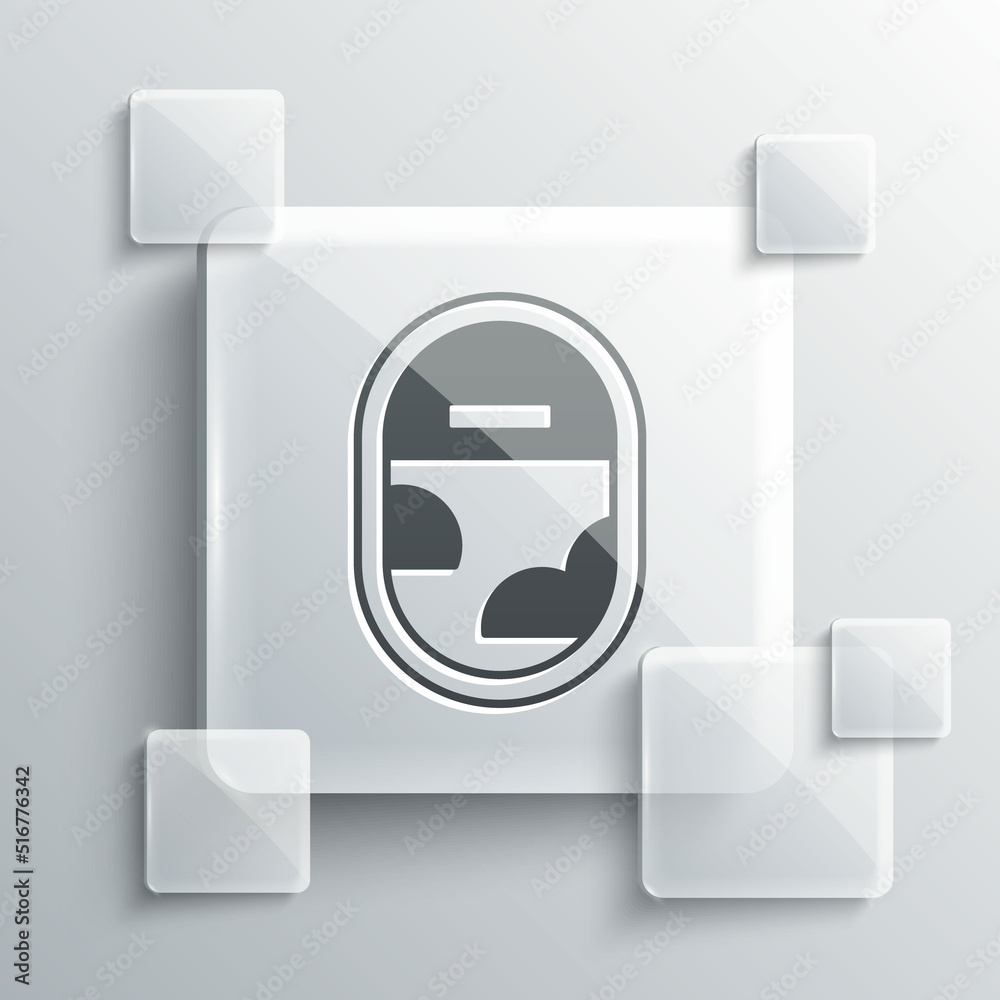 Wall mural Grey Airplane window icon isolated on grey background. Aircraft porthole. Square glass panels. Vector