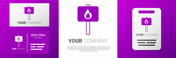 Logotype Protest icon isolated on white background. Meeting, protester, picket, speech, banner, protest placard, petition, leader, leaflet. Logo design template element. Vector