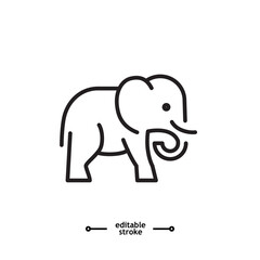 Obraz premium elephant wild animal icon vector, sign, symbol, logo, illustration, editable stroke, flat design style isolated on white linear