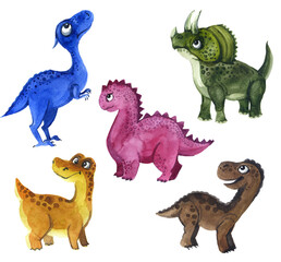 Watercolor baby dinosaur clipart. Watercolor dino illustration. adorable jurassic tyrannosaurus. funny dinosaur clipart. cute dino children illustration cartoon character drawing green
