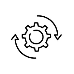 Obraz premium Gear rotation icon, workflow line sign on white background - editable vector illustration