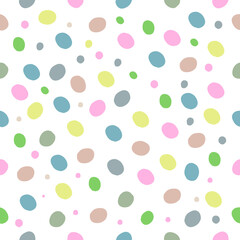 Vector abstract hand drawn dotted seamless patterns. Colored dots Isolated on a white background. Pink polka dots.Simple geometric shape