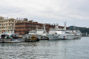 Fototapeta premium Keelung, Taiwan Inner Harbor of Keelung city