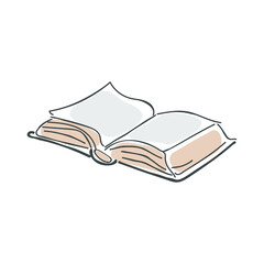 Opened book. Hand drawn styled design. Vector illustration.