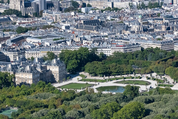 Paris, the Senat and the Luxembourg garden, in the 6e arrondissement, a chic district in the...