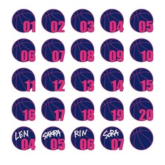 バスケットボール バスケ シール ステッカー 背番号 数字 アイコン