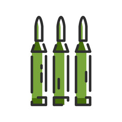 Bullet line icon. Military concept. War color. Vector illustration concept