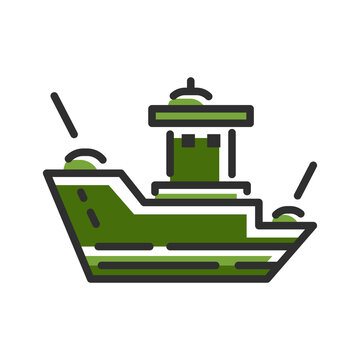recommend clip art: Military ship line icon. Sea transport. War logo concept. Vector illustration