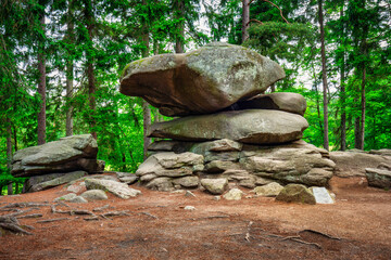 Fototapeta premium Unusual granite rock formation in the Izera Mountains, Poland