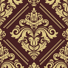 Fototapeta premium Orient classic pattern. Seamless abstract background with vintage elements. Orient brown and golden background. Ornament for wallpaper and packaging