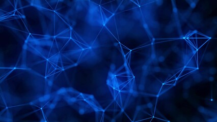 Colored polygonal space. Connection dots and lines structure. Digital background. Triangular futuristic business wallpaper. 3d. 4k animation.