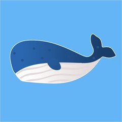 Big blue whale illustration vector, for stickers, promotions, posters and design elements