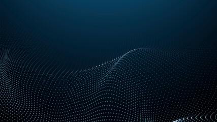Obraz premium Abstract digital wave of particles. Futuristic point wave. Technology background vector. 3D rendering.