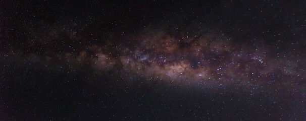 Panorama Milky way star on dark night.Deep sky on Universe. with noise and grain.Photo by long exposure and select white balance.