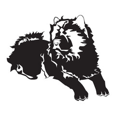 Chow chow dog black silhouette, vector illustration