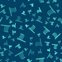 Green line Flag Of Egypt icon isolated seamless pattern on blue background. Vector