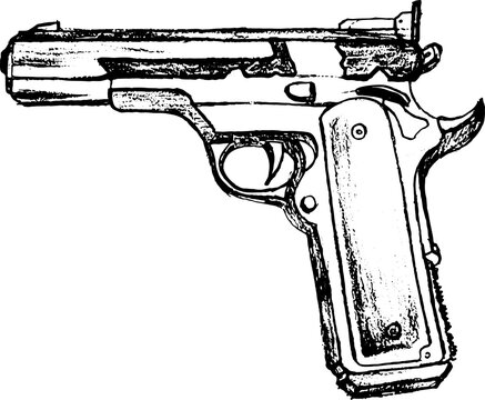 Weapon vector illustration. Hand drawn black gun. 