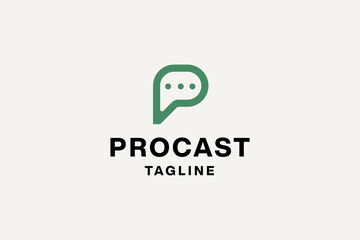 Bubble chat with initial letter P logo design vector illustration.