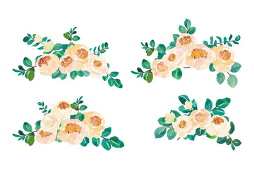 Obraz premium Watercolor flowers white peony with eucalyptus bouquet arrangement for wedding invitation decoration