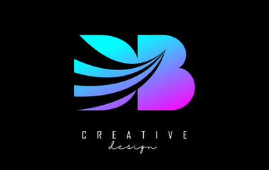 Creative colorful letters Db d b logo with leading lines and road concept design. Letters with geometric design.