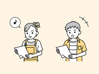 答案用紙を見て喜ぶ子供　テスト　成績　イラスト