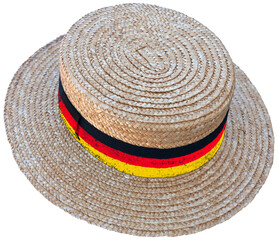 Fototapeta na wymiar chapeau de paille avec bandeau aux couleurs de de l’Allemagne 