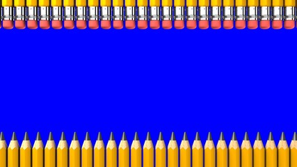 Pencils on blue chroma key background.
3DCG illustration.
