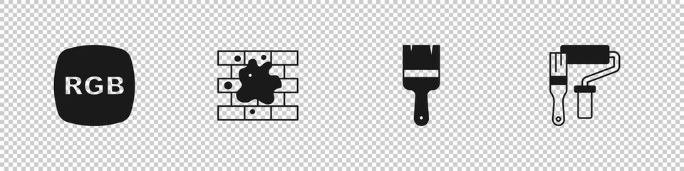 Set RGB, Painting the house, brush and roller icon. Vector