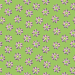 seamless pattern for fabric, paper or background with delicate beautiful flower (snow rose) on green background. illustration