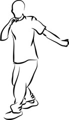 Man dancing breakdance or street dance silhouette. Fictional character and plot