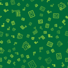 Set line Hanging sign with Sold, House dollar symbol and Online real estate house on seamless pattern. Vector