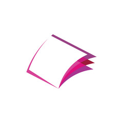 Paper Layers, open book, stack of paper, abstract vector logo, Flat style. A group of shapes of different colors. Logo or sign for a book shop or library.