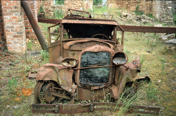 rusty vintage car wreck