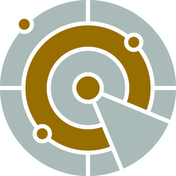 radar screen icon, gold, gray, simple clip art preview