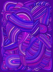 Vivid juicie abstract lines art pattern, rainbow multicolor color. Decorative psychedelic stylish card. Vector hand drawn fantasy illustration