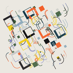 Bauhaus Inspired Graphic Pattern Artwork Made With Abstract Vector Geometric Shapes © bloomicon