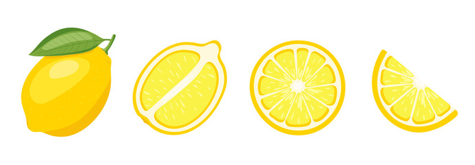 vector set of lemon, vector illustration on white horizontal background