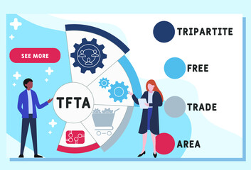 TFTA Tripartite Free Trade Area acronym. business concept background. vector illustration concept with keywords and icons. lettering illustration with icons for web banner, flyer, landing pag