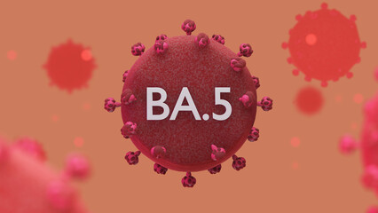 Ba5 covid 19 sars-cov-2 spike BA.5 mutation increases omicron variant BA5, omicron coronavirus covid-19 mute covid ba 5, ba.5. Sars virus ba-5 - obrazy, fototapety, plakaty