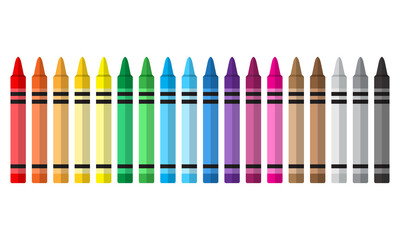 Collection of colorful crayons. Modern vector illustration