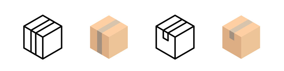 A set of boxes. Vector cardboard boxes. Vector clipart isolated on white background.	