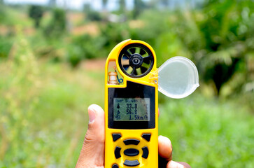 environmental meter from anemometer for  measuring the speed of wind, humidity and temperature