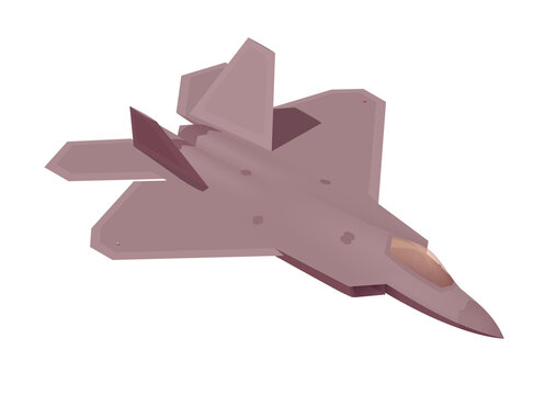 Isometric F-22 raptor. Isolated low poly fighter jet on white backgroung. Vector illustrator
