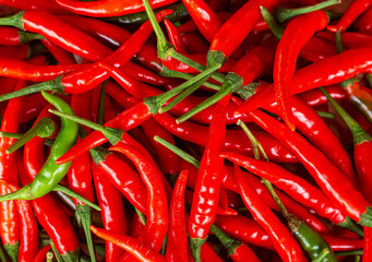 Red chili background,Fresh red chilli for sale at supermarket.